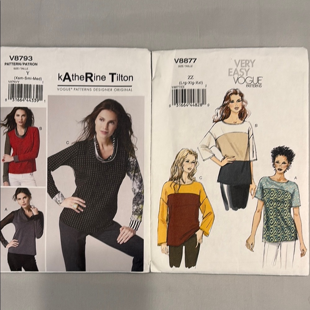 Vogue Knit Top Sewing Patterns Bundle Of 2 Uncut